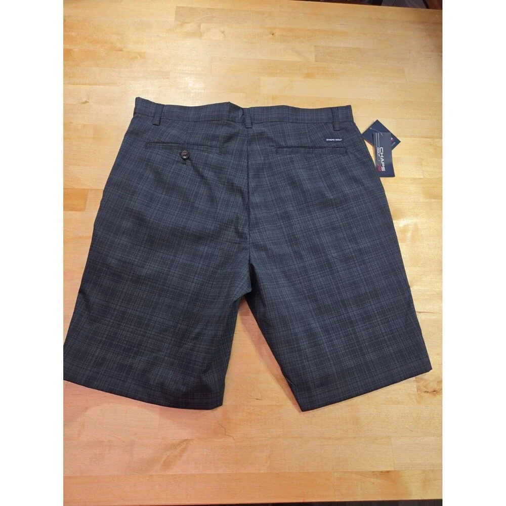 Chaps Shorts Mens Size 34 Black Gray Plaid Golf 78 Performance Short NWT